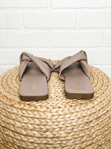 Aster ruched cross sandal birch Stylish shoes - Womens Fashion Shoes at Lush Fashion Lounge Boutique in Oklahoma City