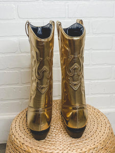 Reno cowboy boots gold - Affordable Shoes - Boutique Shoes at Lush Fashion Lounge Boutique in Oklahoma City