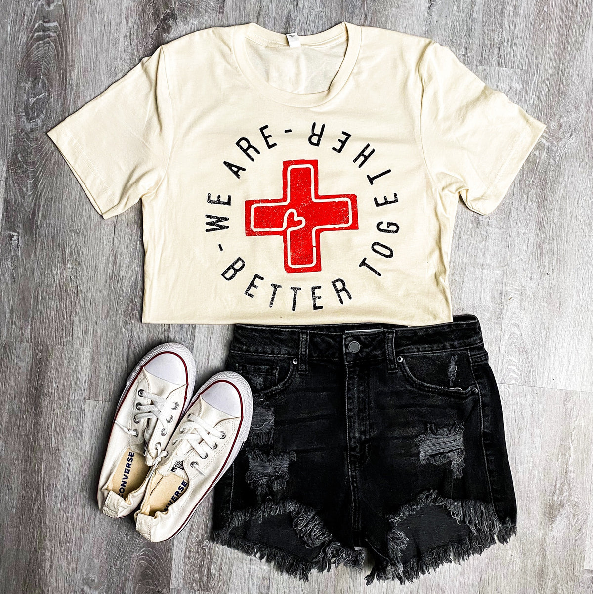 Save local better together unisex short sleeve t-shirt cream - Cute T-shirts - Trendy Graphic T-Shirts at Lush Fashion Lounge Boutique in Oklahoma City