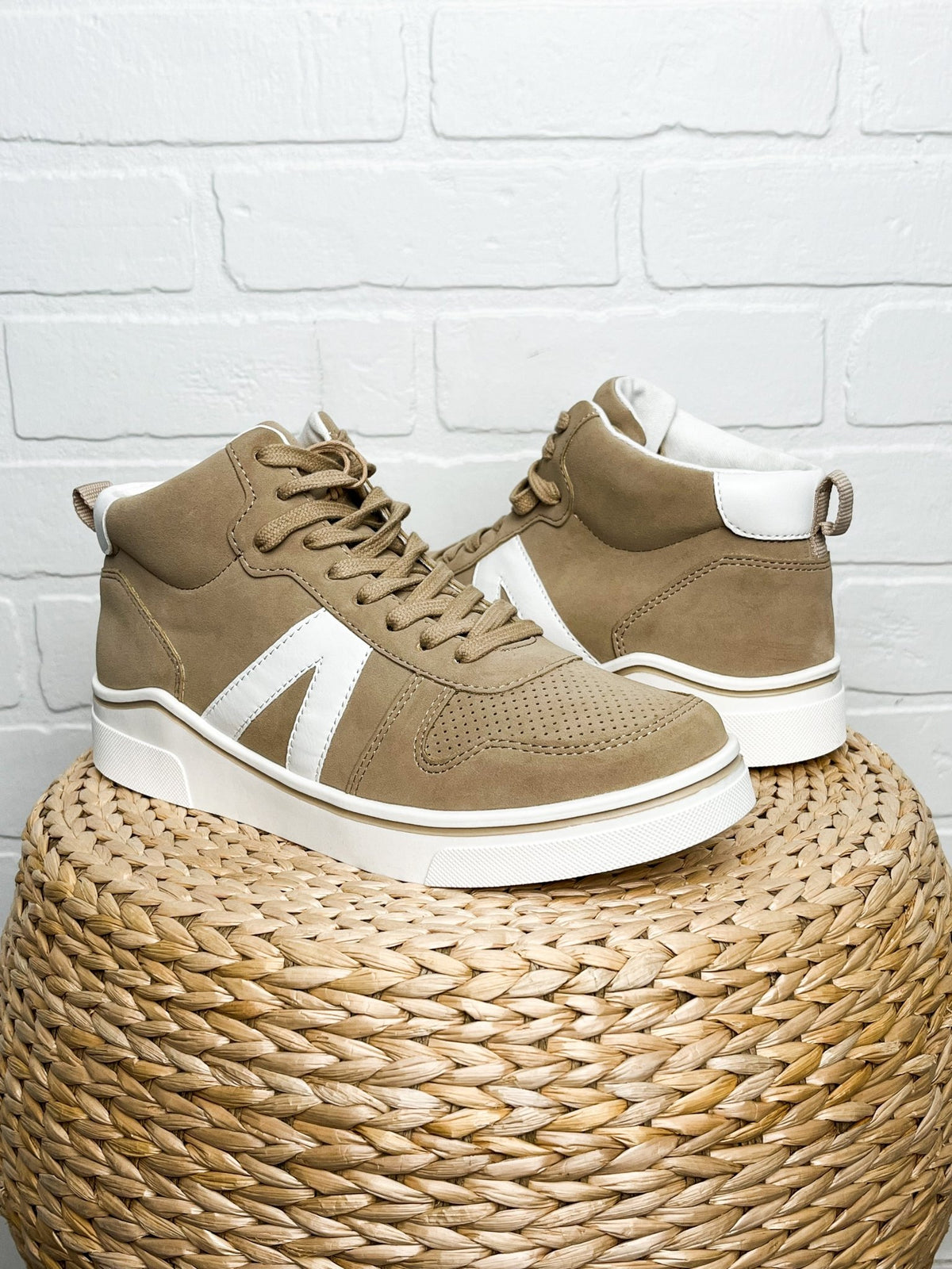 Gio high top sneaker sand/white - Cute Shoes - Trendy Shoes at Lush Fashion Lounge Boutique in Oklahoma City
