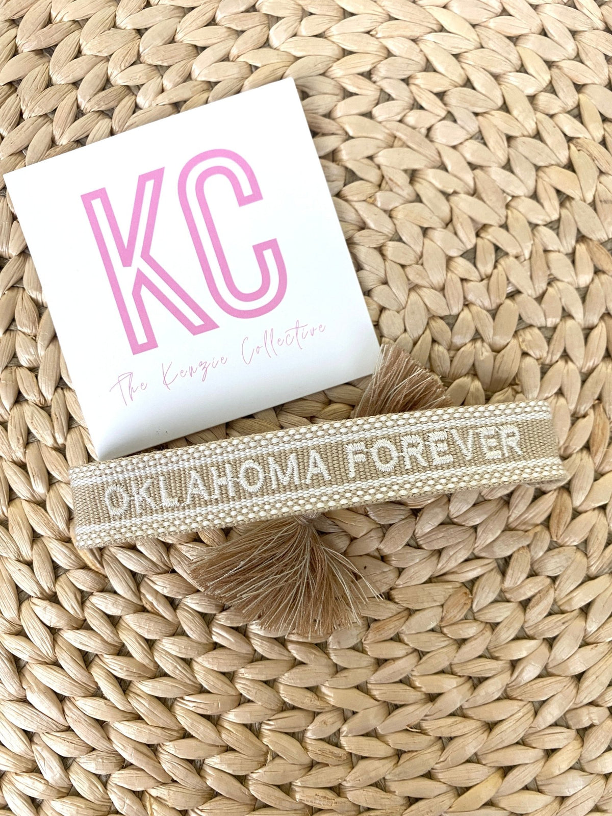 Oklahoma forever tassel bracelet tan - Stylish Bracelets - Affordable Jewelry and Belts at Lush Fashion Lounge Boutique in Oklahoma City