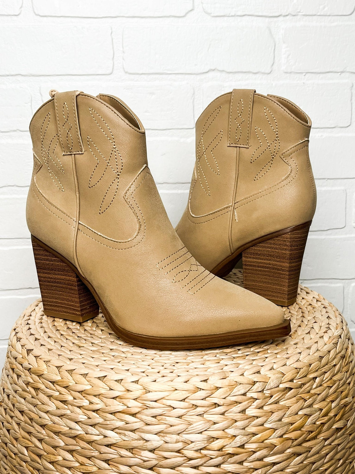 Sawyer ankle cowboy boots natural - Cute boots - Trendy Shoes at Lush Fashion Lounge Boutique in Oklahoma City