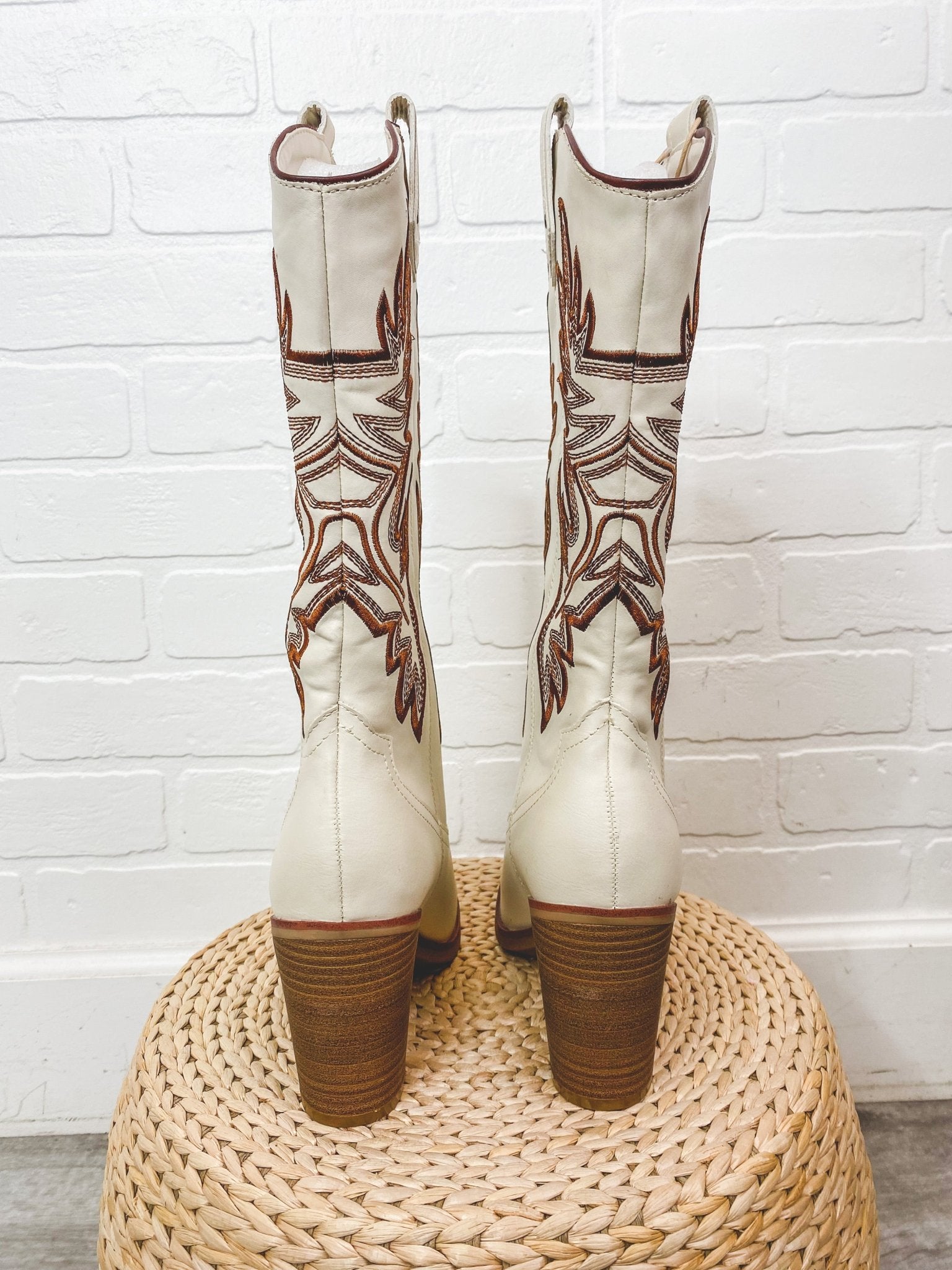 Taley western boot ivory - Affordable boots - Boutique Shoes at Lush Fashion Lounge Boutique in Oklahoma City