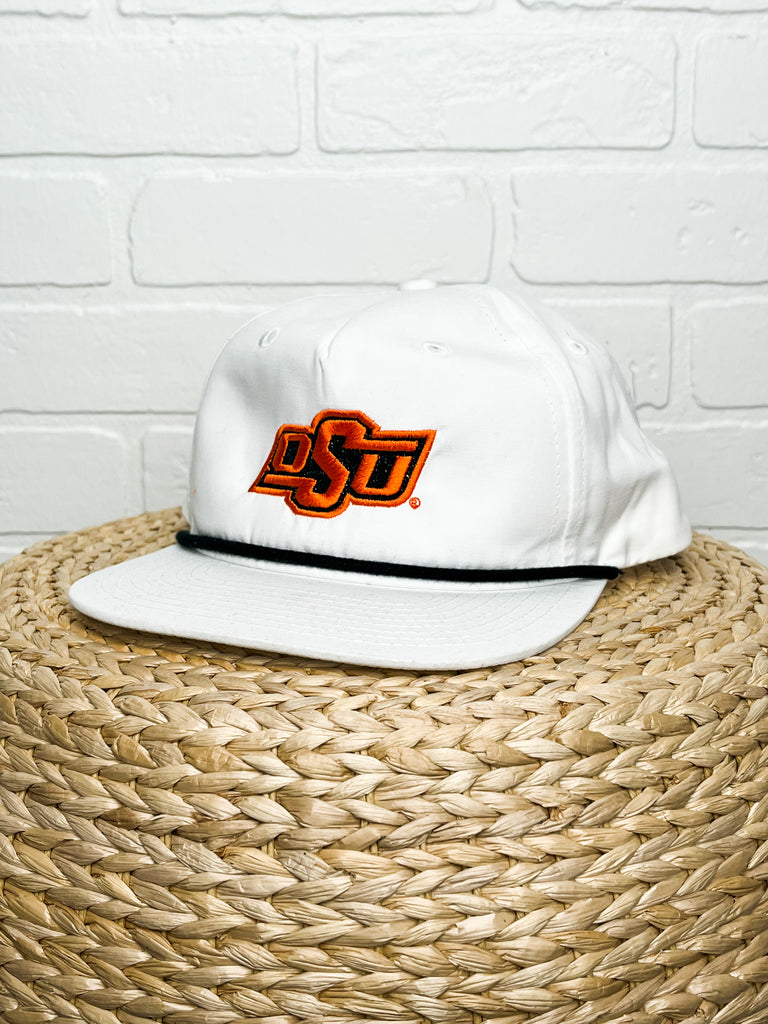 OSU slanted rope snapback hat white