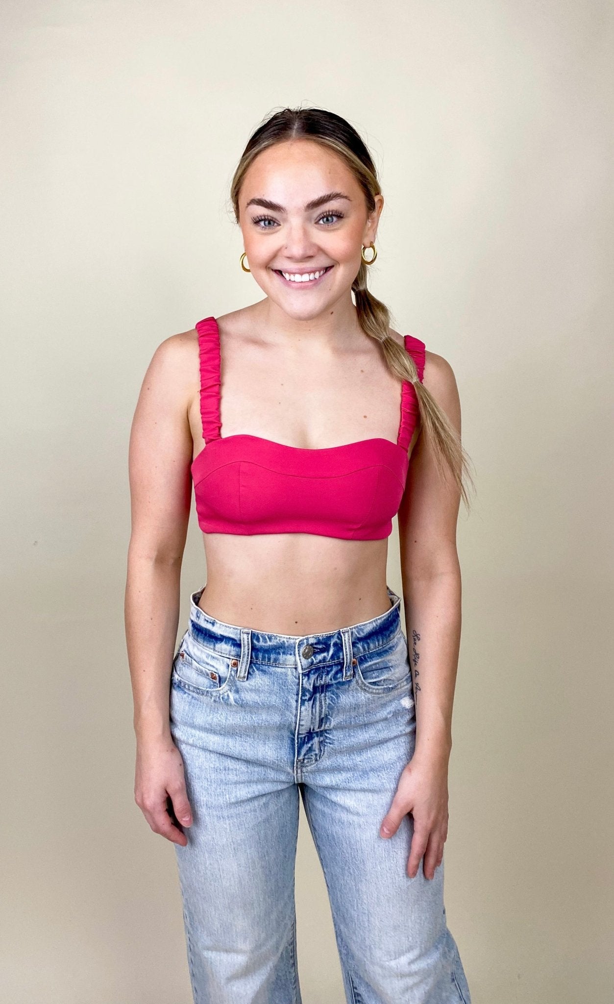 Banded strap crop top fuchsia - Trendy Valentine's T-Shirts at Lush Fashion Lounge Boutique in Oklahoma City