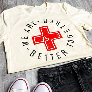 Save local better together unisex short sleeve t-shirt cream - Trendy T-shirts - Fashion Graphic T-Shirts at Lush Fashion Lounge Boutique in Oklahoma City