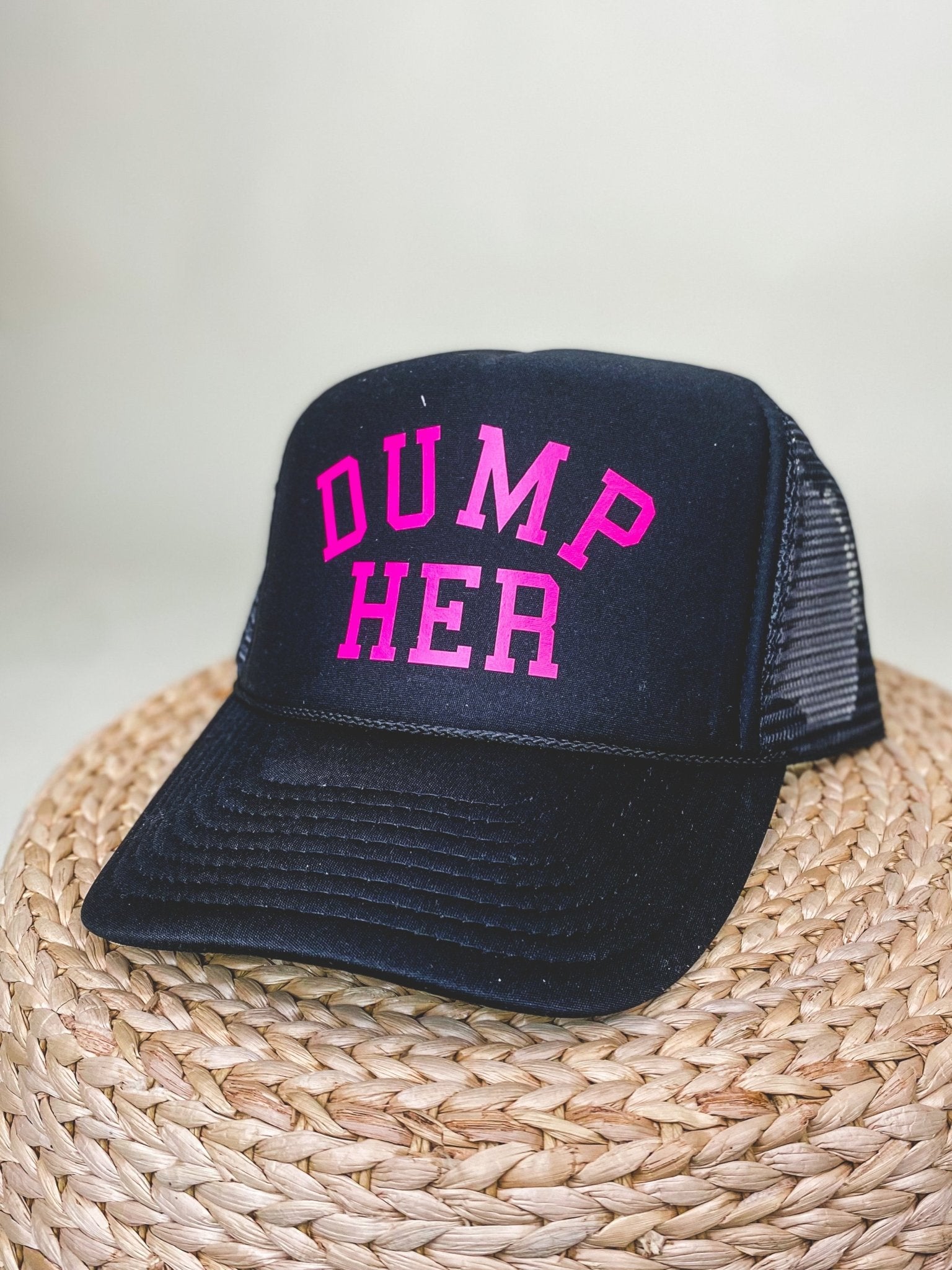 Dump her trucker hat black/pink - Trendy T-Shirts for Valentine's Day at Lush Fashion Lounge Boutique in Oklahoma City
