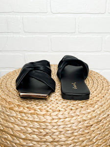 Aster ruched cross sandal black - Affordable shoes - Boutique Shoes at Lush Fashion Lounge Boutique in Oklahoma City