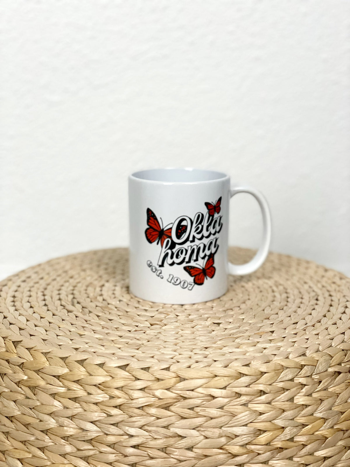 Oklahoma butterfly coffee mug white - Trendy Tumblers, Mugs and Cups at Lush Fashion Lounge Boutique in Oklahoma City