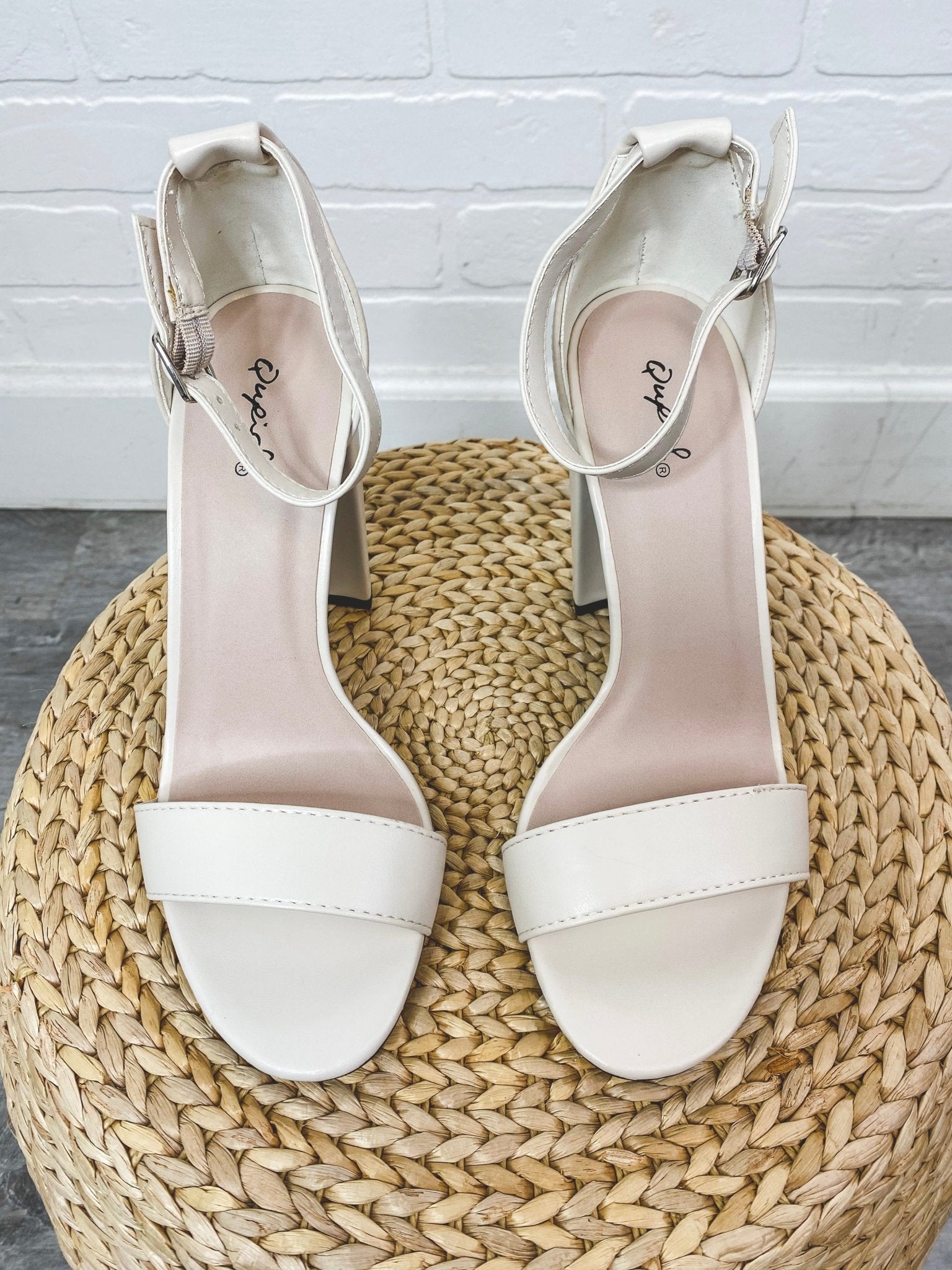 Cashmere ankle strap heel off white Stylish shoes - Womens Fashion Shoes at Lush Fashion Lounge Boutique in Oklahoma City