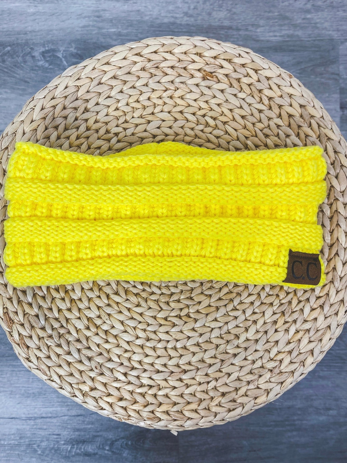 CC ribbed knit headwrap neon yellow - Cheaveux Company CC Beanies, Scarves and Gloves at Lush Fashion Lounge Boutique in Oklahoma City