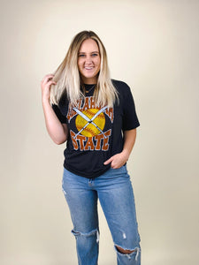 OSU OSU 90s softball unisex short sleeve t-shirt charcoal T-shirts | Lush Fashion Lounge Trendy Oklahoma State Cowboys Apparel & Cute Gameday T-Shirts