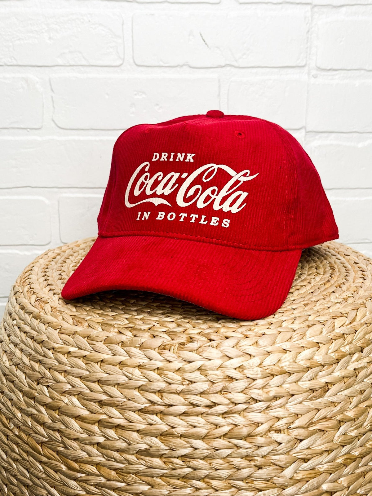 Coca Cola corduroy hat red - Trendy Gifts at Lush Fashion Lounge Boutique in Oklahoma City