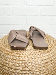 Aster ruched cross sandal birch - Affordable shoes - Boutique Shoes at Lush Fashion Lounge Boutique in Oklahoma City