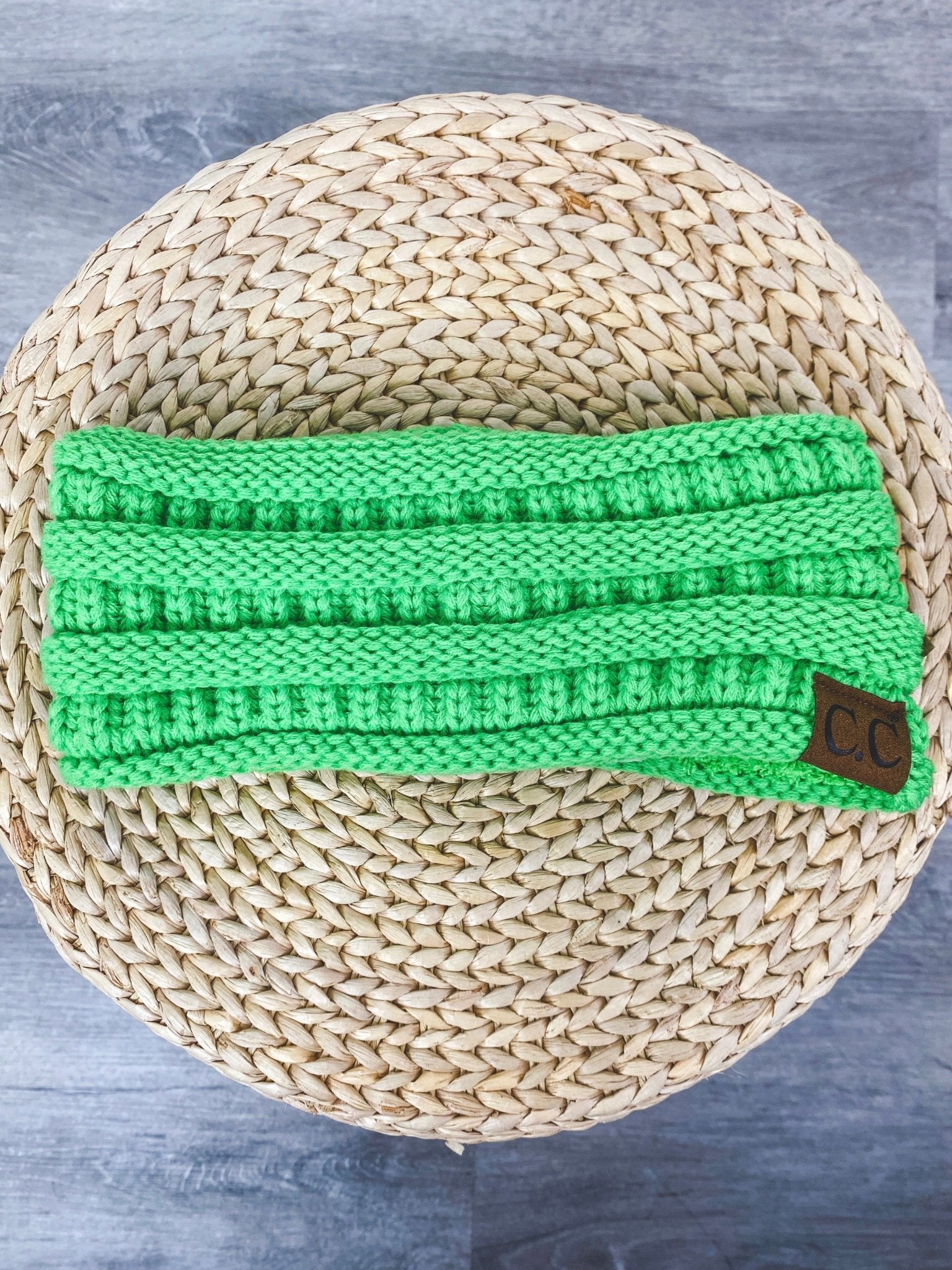 CC ribbed knit headwrap neon lime - Cheaveux Company CC Beanies, Scarves and Gloves at Lush Fashion Lounge Boutique in Oklahoma City