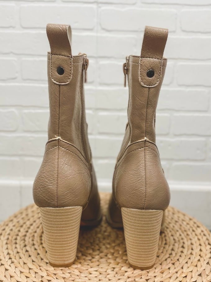 Ariella ankle bootie taupe - Affordable Shoes - Boutique Shoes at Lush Fashion Lounge Boutique in Oklahoma City