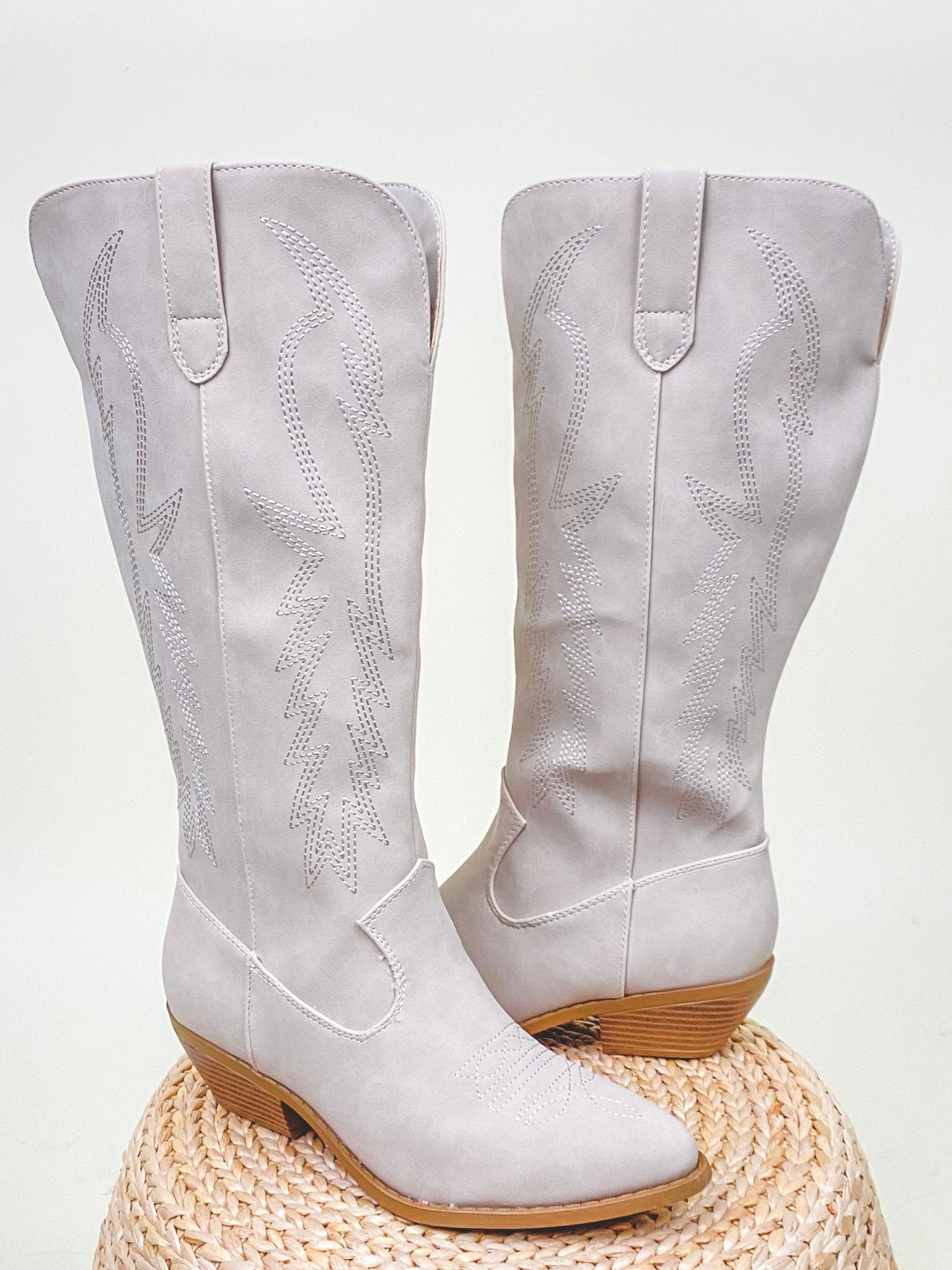 Suede cowboy boots sand - Cute Shoes - Trendy Shoes at Lush Fashion Lounge Boutique in Oklahoma City
