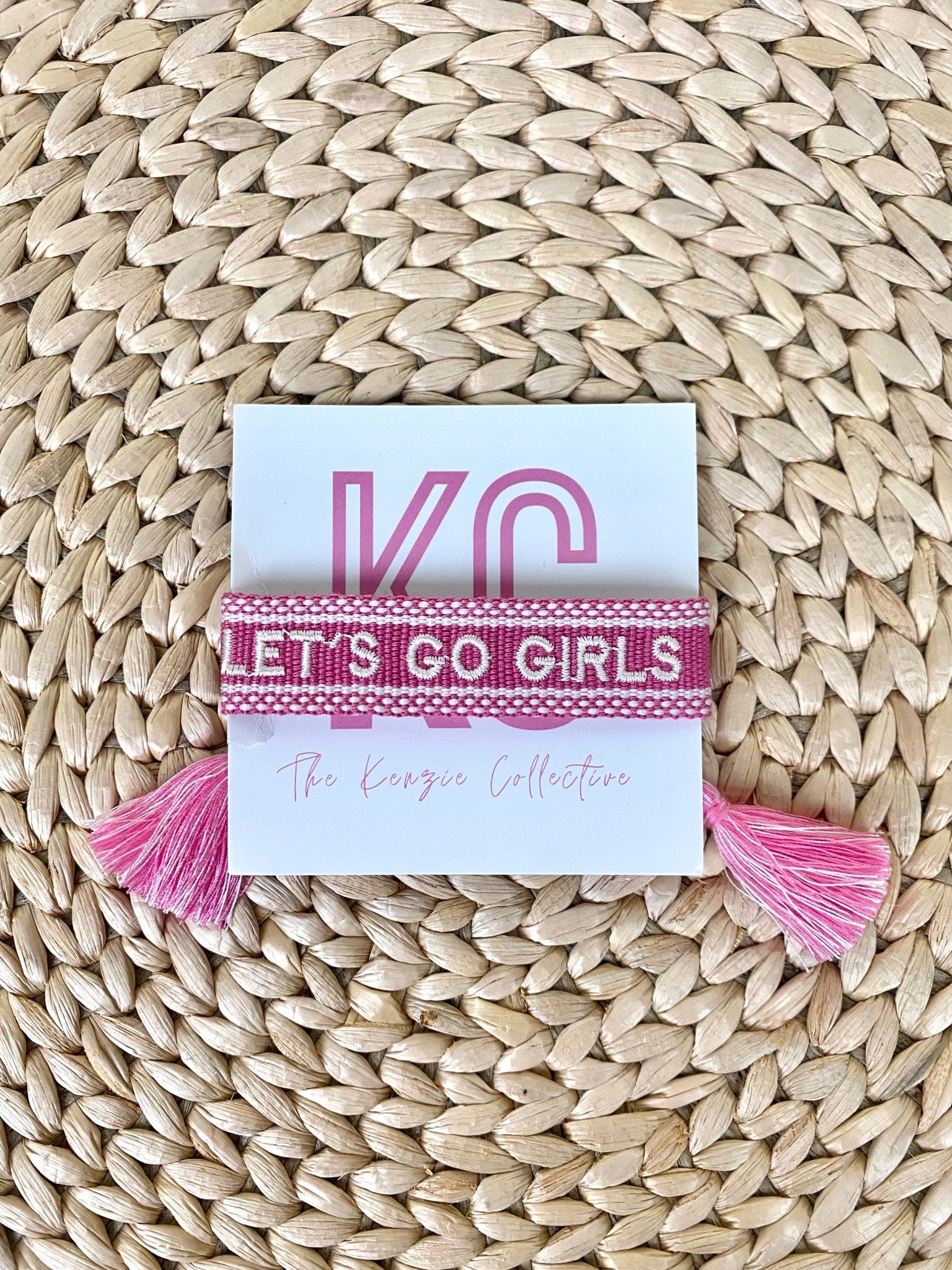 Lets go girls tassel bracelet pink - Stylish Bracelets - Affordable Jewelry and Belts at Lush Fashion Lounge Boutique in Oklahoma City