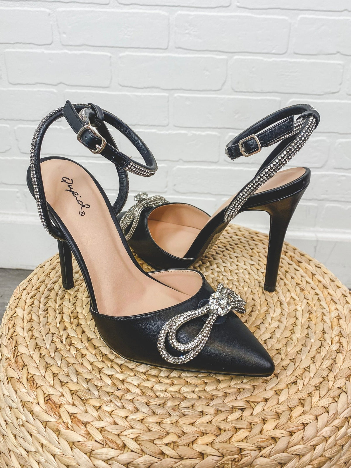 Show rhinestone ankle strap heel black - Trendy New Year's Eve Outfits at Lush Fashion Lounge Boutique in Oklahoma City
