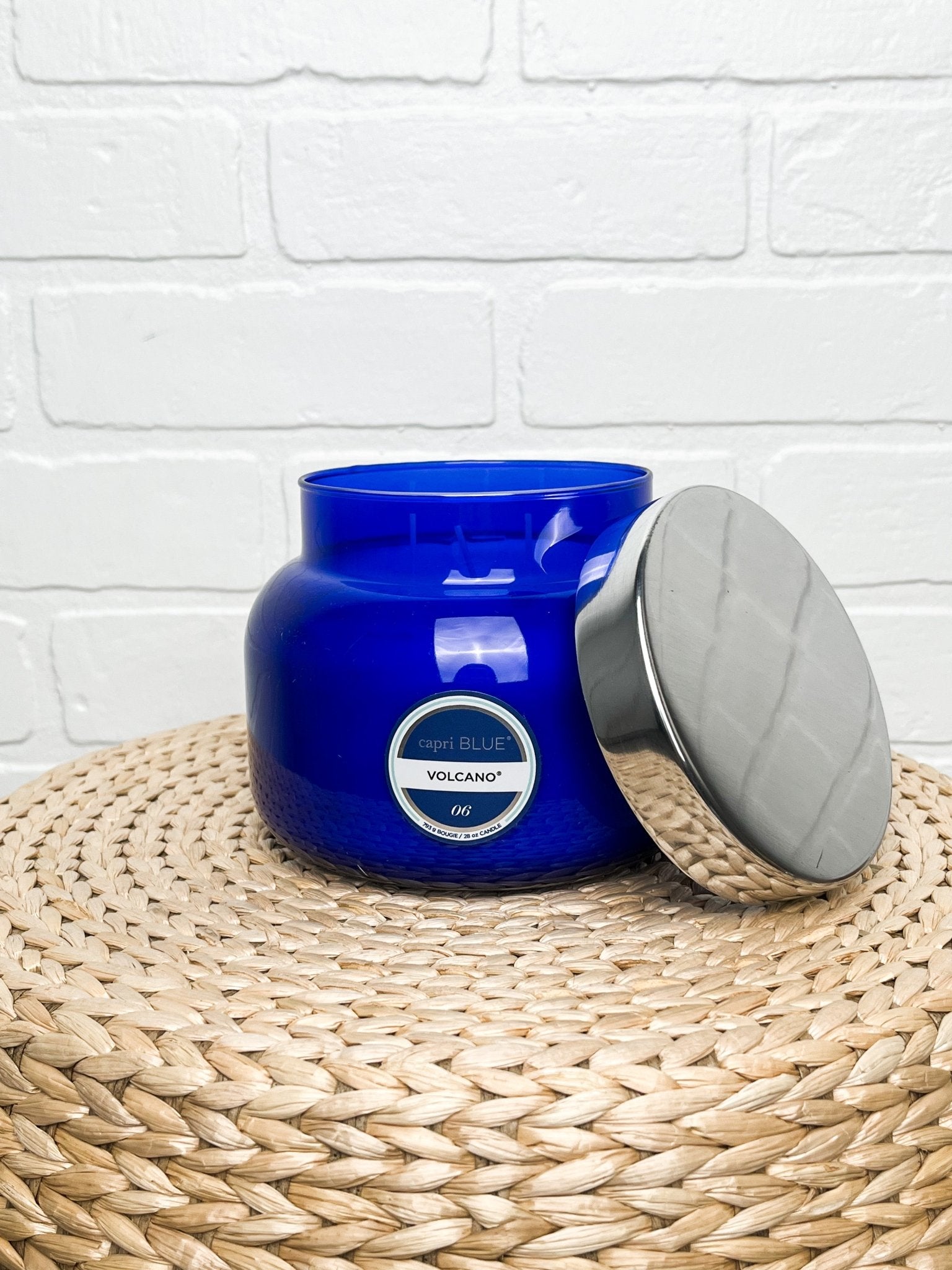 Capri Blue volcano scent 28oz signature candle blue - Trendy Candles and Scents at Lush Fashion Lounge Boutique in Oklahoma City