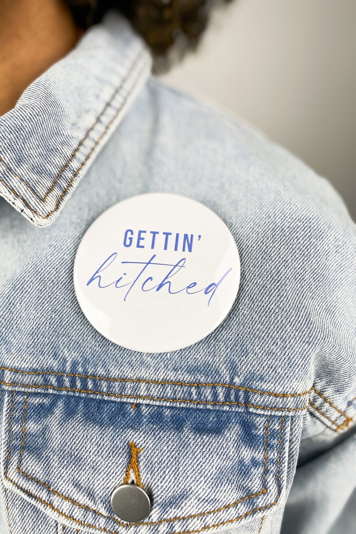 Gettin' hitched 3 inch button - Stylish button -  Cute Bridal Collection at Lush Fashion Lounge Boutique in Oklahoma City