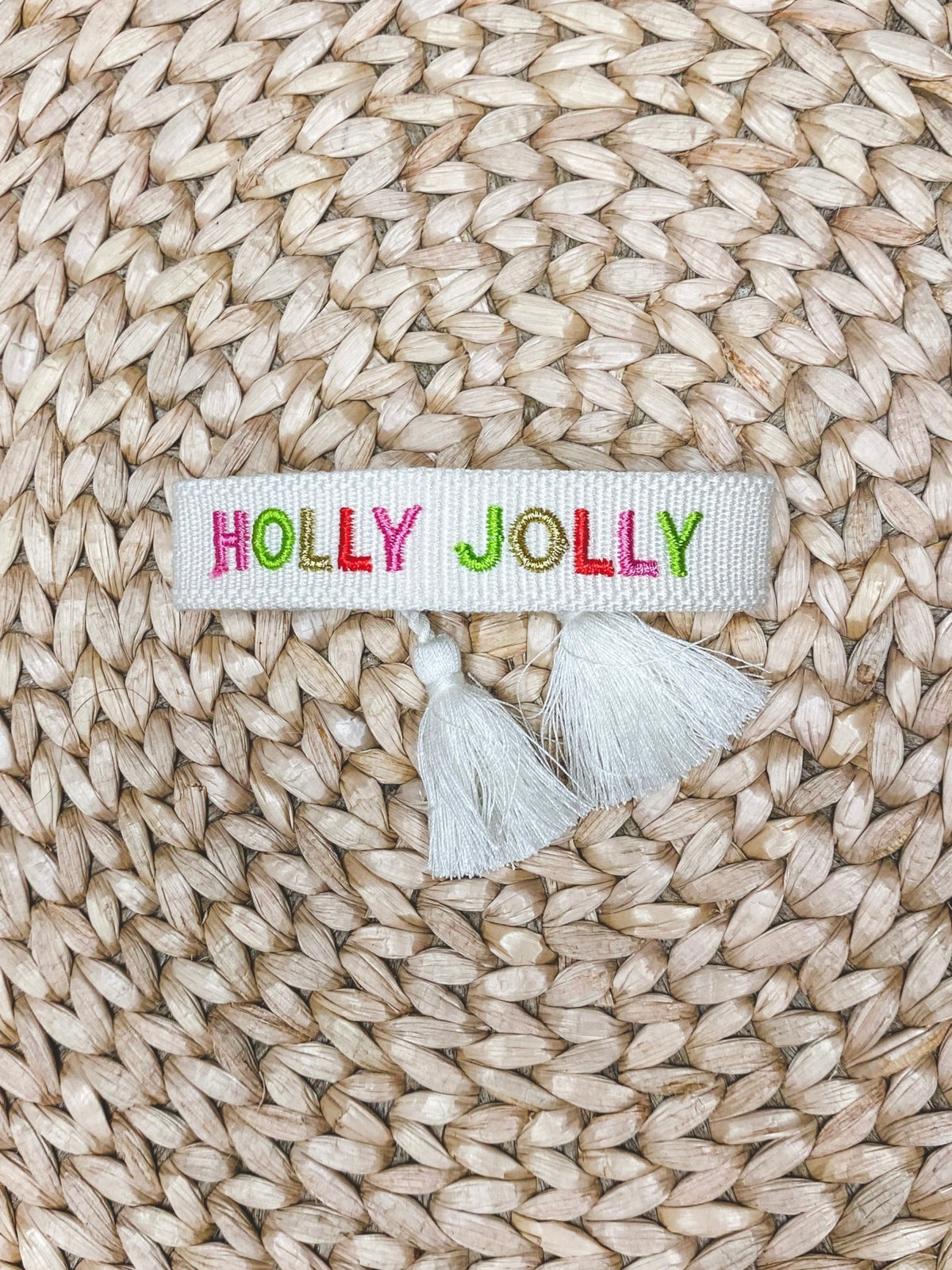 Holly Jolly bracelet cream - Trendy Holiday Apparel at Lush Fashion Lounge Boutique in Oklahoma City
