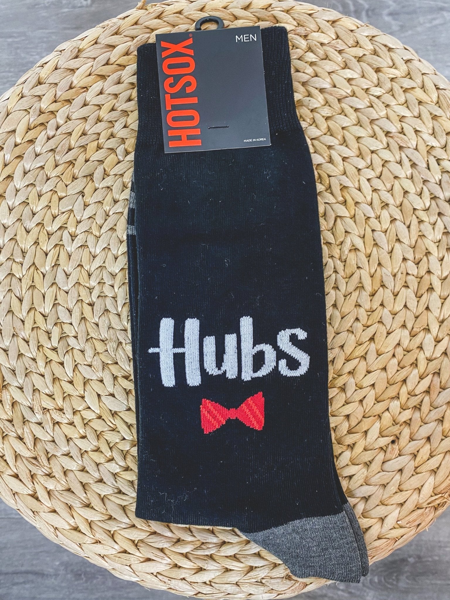 HotSox men's Hubs bowtie socks black - Trendy Socks at Lush Fashion Lounge Boutique in Oklahoma City