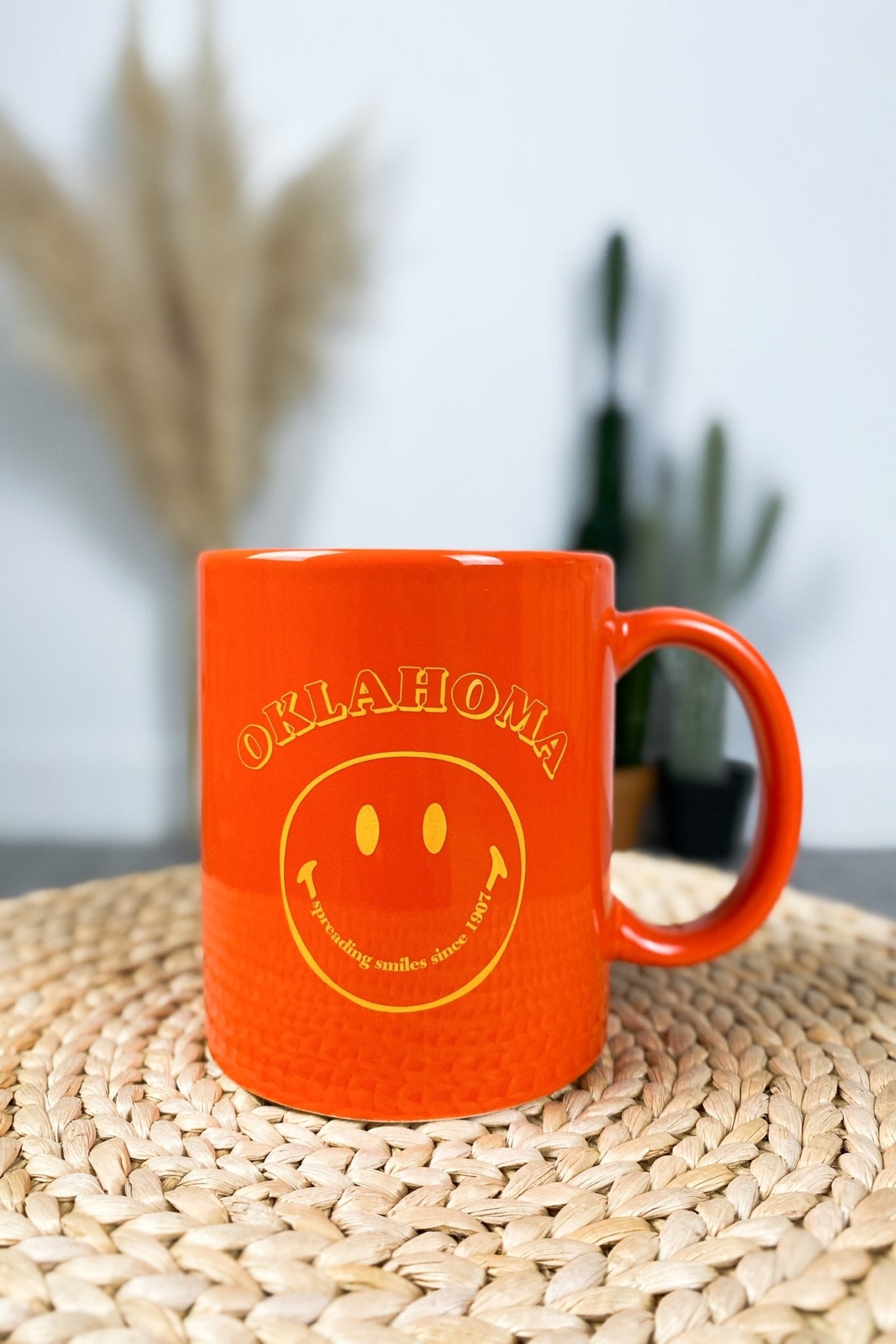 Oklahoma smiles coffee mug orange