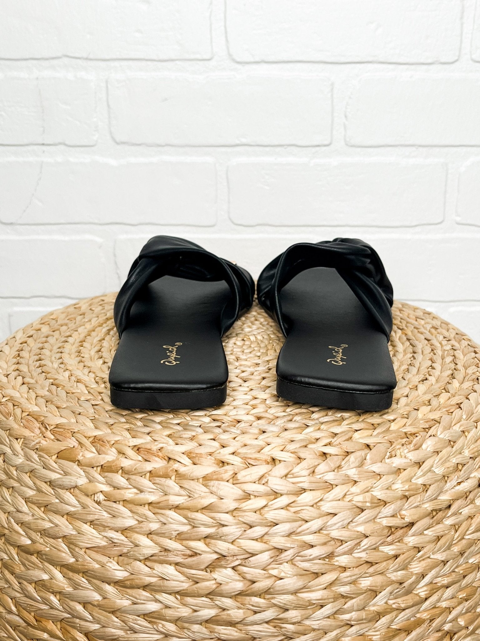 Aster ruched cross sandal black Stylish shoes - Womens Fashion Shoes at Lush Fashion Lounge Boutique in Oklahoma City