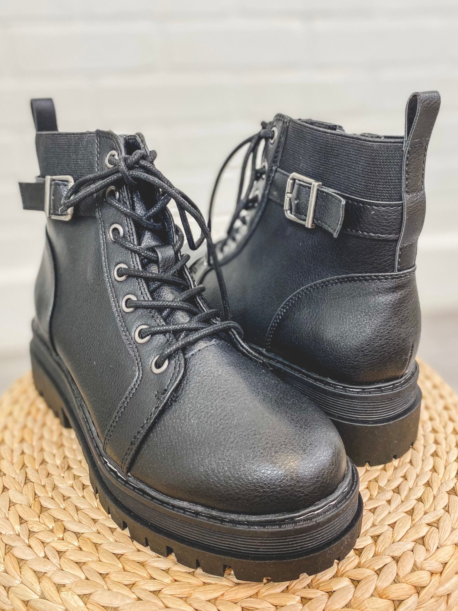 Lace up combat boots black Stylish Shoes - Womens Fashion Shoes at Lush Fashion Lounge Boutique in Oklahoma City