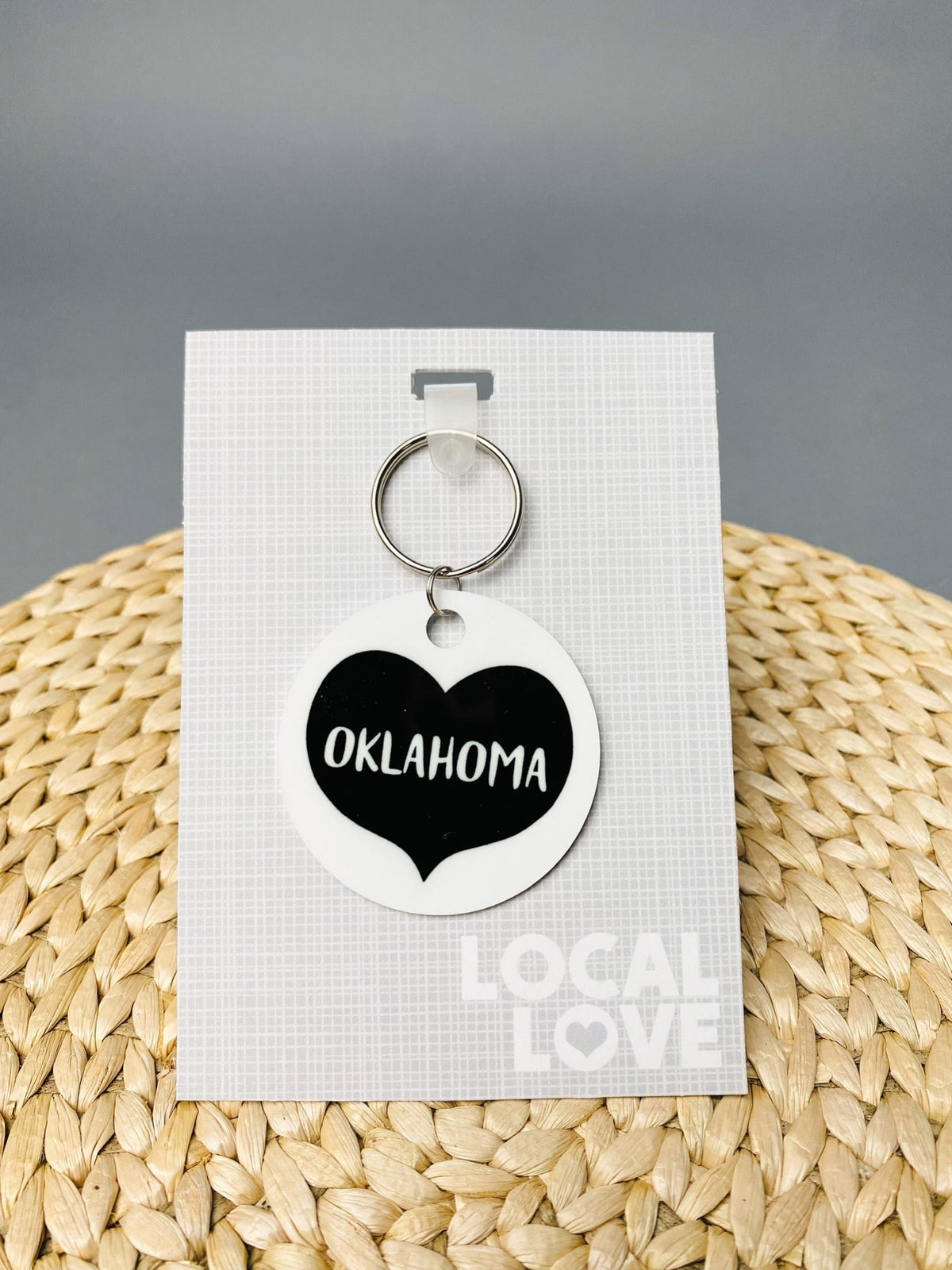 Oklahoma big heart keychain black - Trendy Gifts at Lush Fashion Lounge Boutique in Oklahoma City
