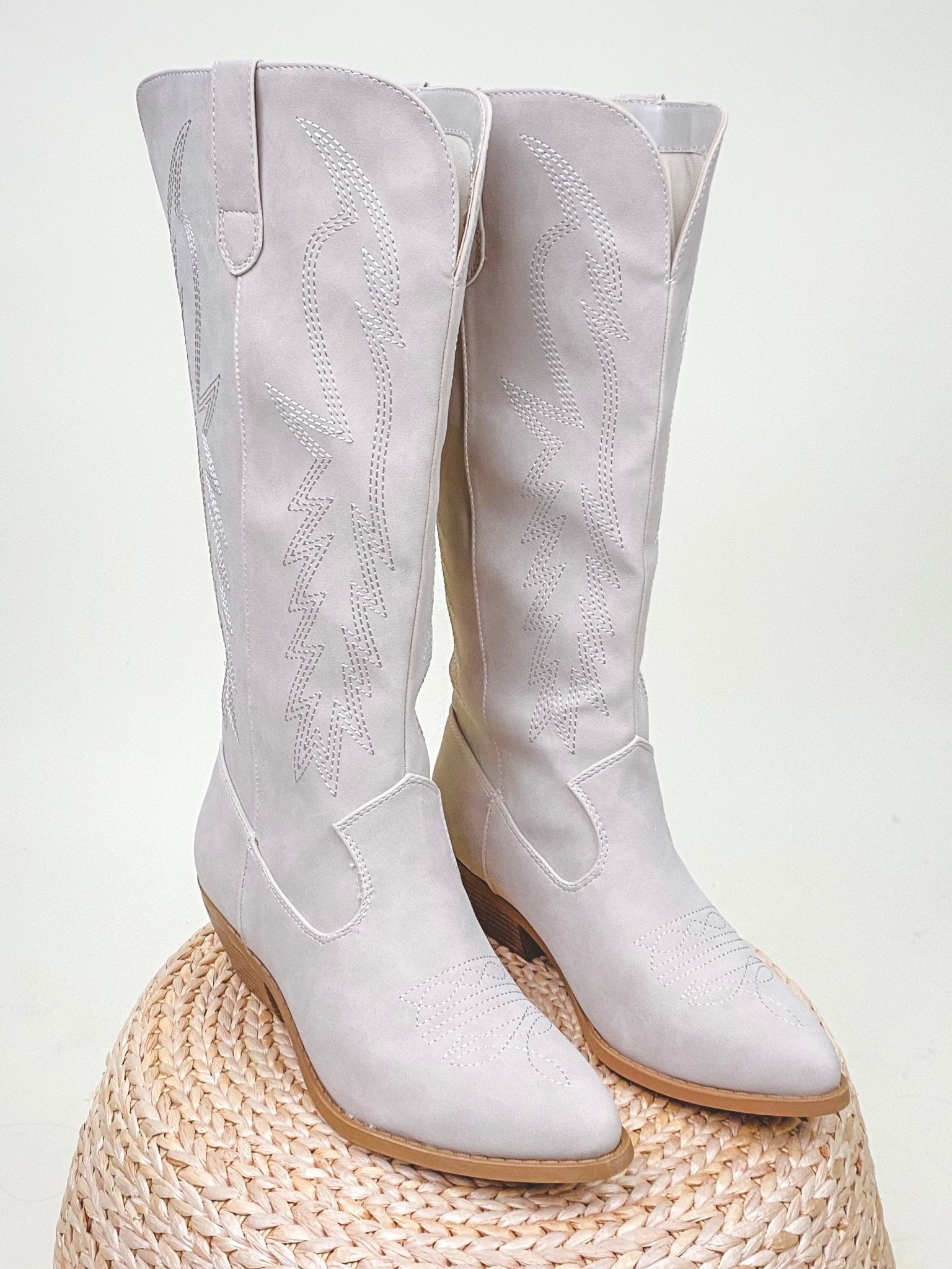 Suede cowboy boots sand - Trendy Shoes - Fashion Shoes at Lush Fashion Lounge Boutique in Oklahoma City
