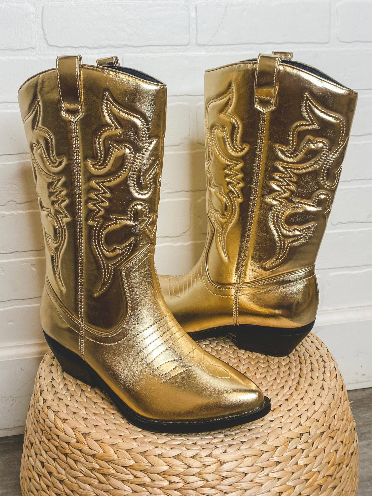 Reno cowboy boots gold - Cute Shoes - Trendy Shoes at Lush Fashion Lounge Boutique in Oklahoma City