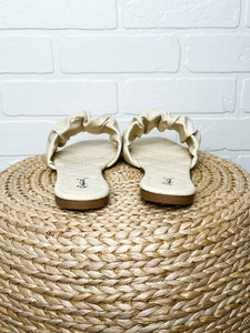 Hazy ruched sandal beige Stylish shoes - Womens Fashion Shoes at Lush Fashion Lounge Boutique in Oklahoma City