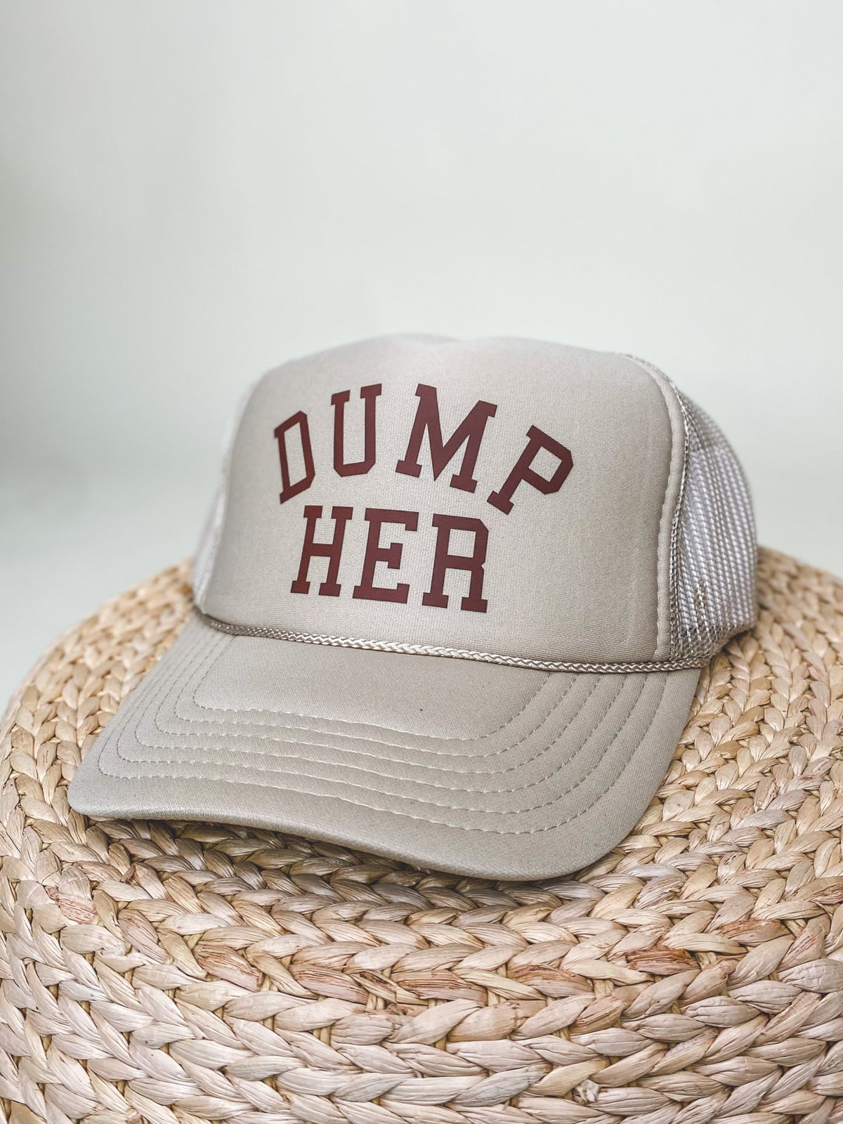 Dump her trucker hat khaki - Trendy T-Shirts for Valentine's Day at Lush Fashion Lounge Boutique in Oklahoma City
